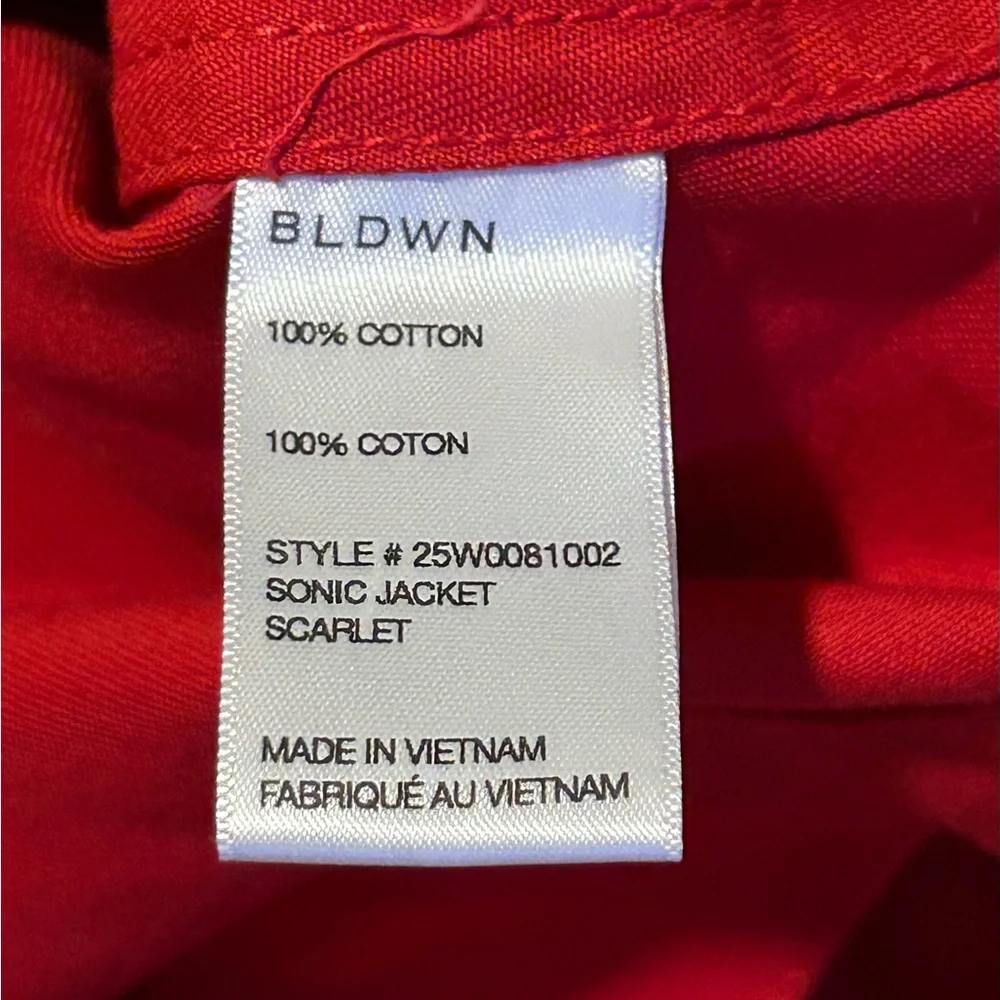 BLDWN‎ Vibrant Red Jean Jacket Denim Slightly Cropped - Picture 6 of 9
